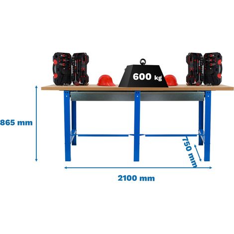 Simonrack Robuster Arbeitsbank Blau MDF 35 mm