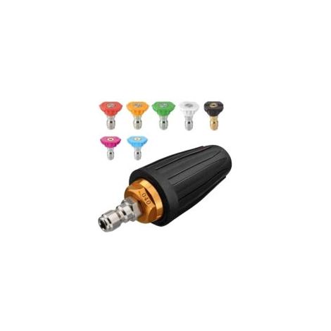 Turbodüse für Hochdruckreiniger, Rotationsdüse und 7 Düsen, 1/4"-Schnellanschluss, 4000 psi, schwarz (406689), Hochdruckreiniger-Düsenset, Hochdruckreinigerrotor – Crezuo (1/4)