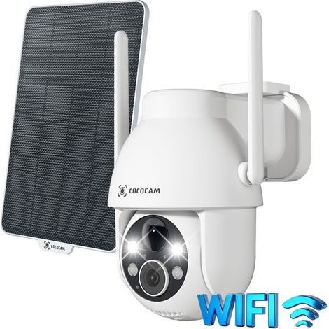 Caméra de Surveillance Solaire WiFi Extérieure 2K 3MP PTZ 360° Sans Fil Détection Humaine d'IA IP66 Zoom 4x (1/5)