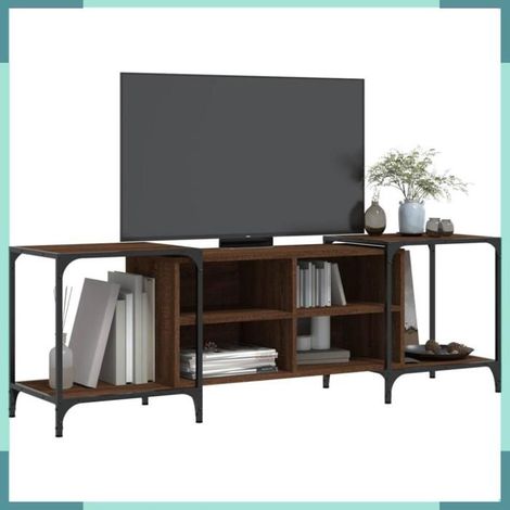Meuble TV - 837606 - Chêne marron - Extensible 89-153 cm - Bois d'ingénierie & métal (1/5)