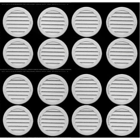 Grilles d'aération rondes en plastique blanc de 7,6 cm (3 po) pour habitats de reptiles et applications de soffite (paquet de 16) (1/5)