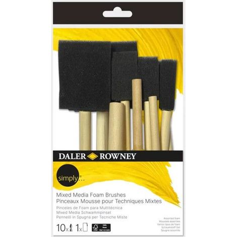 Pinceaux - Mousse - Assortiment de formes - Toutes techniques - 10 pièces - Daler Rowney