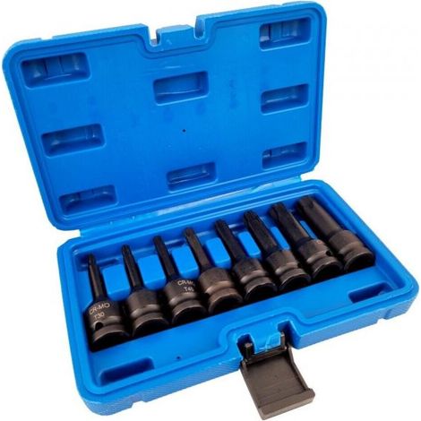 Set chiavi bussole torx attacco 1/2" T30 T80 a impatto lunghe 78mm 07051