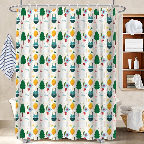 Rideau de bain 180x180 imprimé rideau imperméable pour salle d’eau sans fenêtre (1/5)