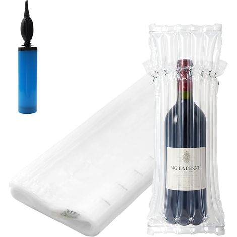 20 protections de bouteilles de vin et sacs gonflables - emballages gonflables - Emballage Bouteille Vin - Protection de Bouteille de Sacs pour un emballage sûr et un transport sûr avec Pompe Gratuite (1/5)
