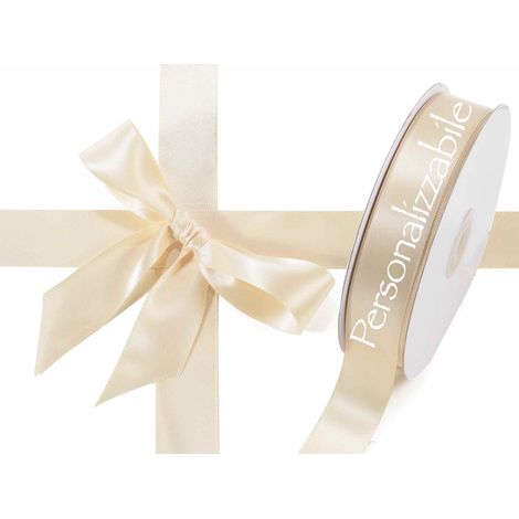 Nastro personalizzato doppio raso ecrù 25 mm, set da 500 pezzi, mm 25 H