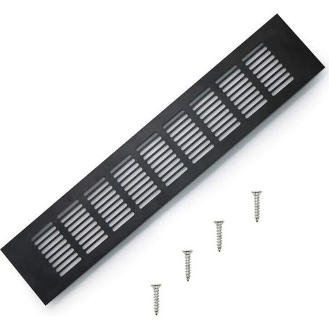 Grille D’aération en Aluminium à Encastrer, Grille de Ventilation 400 mm Angulaire pour la Ventilation des Placards et des Chambres (Noir) (1/4)