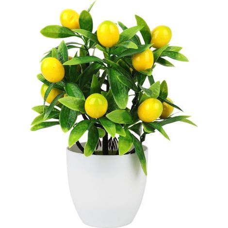 Kumquat-Zitrone im Topf, künstliche Zitrone im Blumentopf, künstliche Zitroneneinsätze, Blumenarrangement für Zuhause, Bürodekoration (1) (1/5)