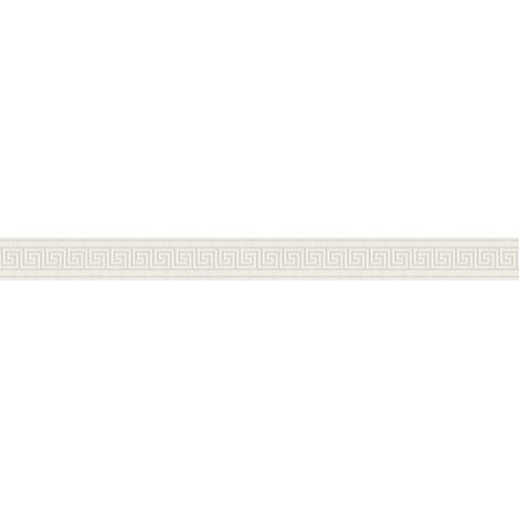 Frise murale couleur crème pour style art déco | Frise papier peint à motif grec | Frise tapisserie pour chambre et salle de bain - 5,00 x 0,04 m