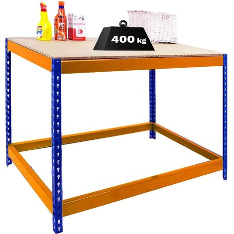 Simonrack Banco da lavoro fisso 900x1200x750 mm blu arancio legno