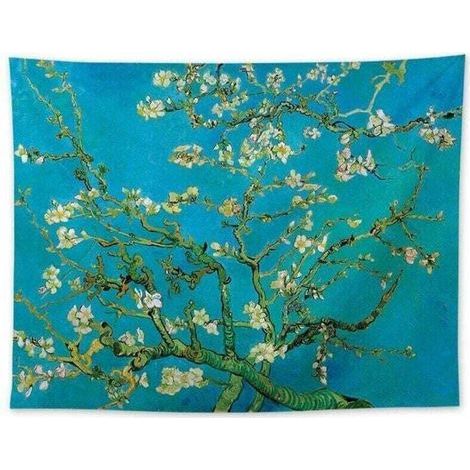 pair Tapisserie Van Gogh Branches D'Un Amandier En Fleurs Tapisserie Tenture Murale Art Décoration D'Intérieur Pour Salon Chambre Salle De Bain Cuisine Dortoir (1/4)