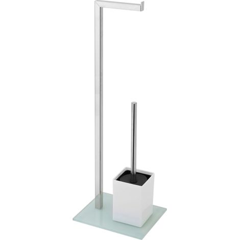 Piantana portarotolo e porta scopino in colore bianco Feridras 810001 Bianco (1/2)