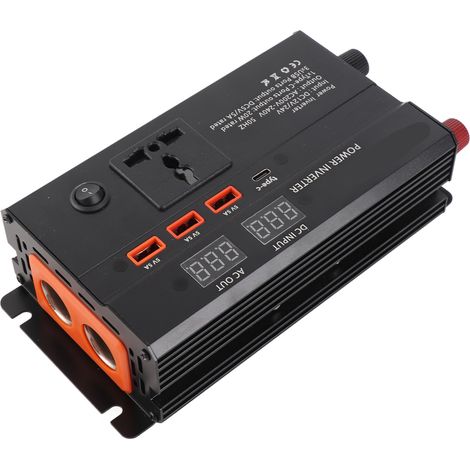 Convertisseur de puissance pour voiture 3000 W 12 V vers 220 V avec écran LCD, port USB et prises allume-cigare (1/5)