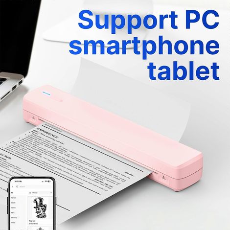 Imprimante thermique portable A4 sans encre, chargement sans fil Bluetooth USB, compatible iOS, Android, Windows et Mac, idéale pour les voyages, le bureau et la maison. Étiquette et impression de doc (1/5)