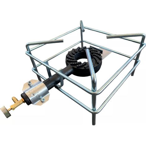 Fornellone a Gas GPL in Acciaio Cromato per Cucina, Campeggio, Giardino e Barbecue, Regolabile 30x30 cm