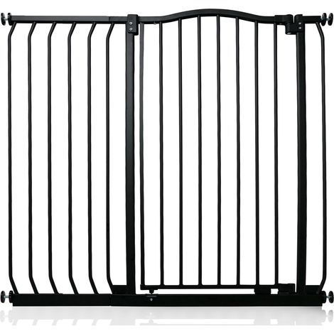 Safetots Extra Tall Curved Top Safety Gate, 98cm - 107cm, Matt Black, Extra Tall 100cm in Height, Pressure Fit Stair Gate