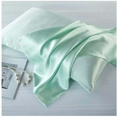 Federa in seta di gelso naturale, seta, verde chiaro, standard 50x75 cm