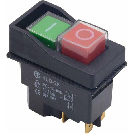 Interrupteur de Sécurité pour Outil Électrique - Bouton-Poussoir Électromagnétique Étanche avec 4 Broches - Convient aux Machines de Découpe Mécaniques (1/5)