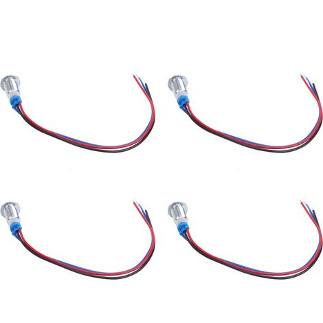 4 Pièces LED Indicateur Lumineux 8mm Rouge Bleu 110-220V pour Panneau de Commande Industriel