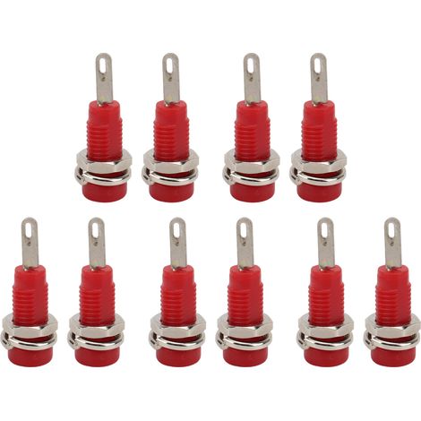 10 Embases Banane Jack J.40003 2mm Douille Panneau Prolongée Fiche Adaptateur Instrument Électronique Rouge (1/5)
