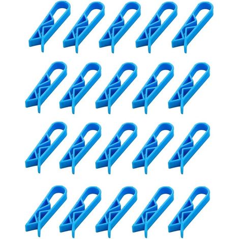 Attaches pour sacs poubelle - 5,5 × 1 × 1,5 cm - Bleu - Supports pour sacs poubelle - Attaches en plastique pour sacs poubelle - Lot de 20 (1/5)