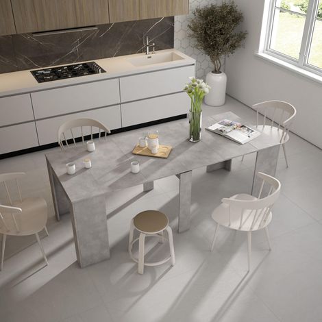 Table Console Extensible Console Meuble 220 pour 10 Personnes Table à Manger Style Moderne Ciment (1/5)