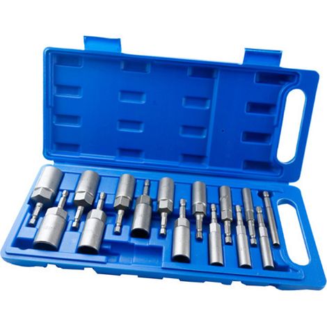 15 pièces douilles à douille hexagonale profil profond pour visseuse, embouts de vissage 5,5 mm à 19 mm, coffret d'outils