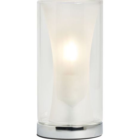 Litecraft Bettie Cylinder & Fluted Glass Chrome Table Lamp With Inline Switch (1/5)