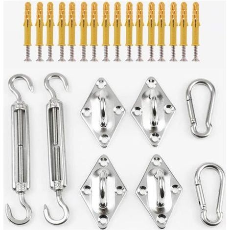 Shade Sail Fixing KitStainless Steel Accessories for Triangle/Square ShapesDurableCompatible with Model 623