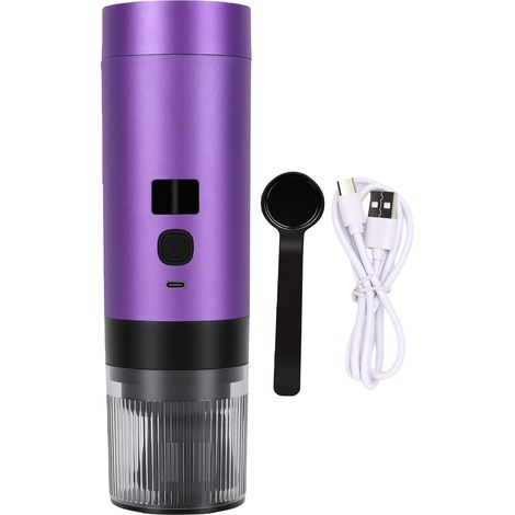 Machine à café électrique de voyage 3 en 1, Machine à capsules Portable pour Capsules au sol, Camping randonnée bureau, Rechargeable violet (1/5)