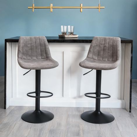 Tabouret de bar gris en tissu 43 x 46,5 x 110 cm (1/5)
