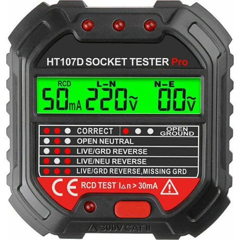 Steckdosentester – 6 LED-Anzeigen – Spannung 90–250 V – EU-Norm – Zur Prüfung von Elektroinstallationen im Haushalt – 1 Stück (1/5)
