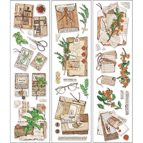 Lot de 6 autocollants vintage nature PET, faciles à retirer, pour album DIY, journal, décoration, lettre d'amour (1/5)