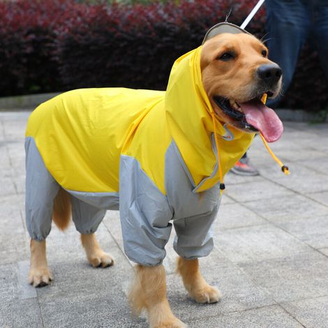 Manteau imperméable pour chien – PU respirant et imperméable – Ajustement Velcro – Conception réfléchissante pour sécurité – Pour golden retriever et grands chiens