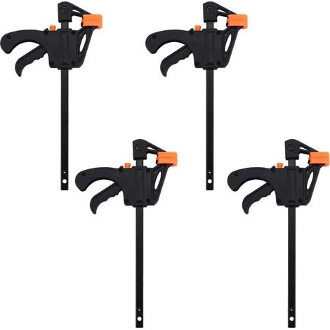 Pince à Bois en F à Cliquet,4Pcs Serre-Joint de Menuiserie à Ressort Pince à Bois Barre F à Libération Rapide pour Bricolage,Distance de Serrage Maximale de 10 cm (1/5)