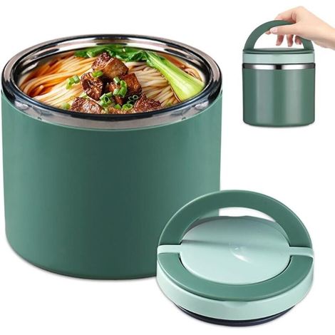 Contenitori termici per alimenti, contenitore termico in acciaio inox da 1000 ml per pasti caldi, portapranzo termico con maniglia per cereali e zuppe