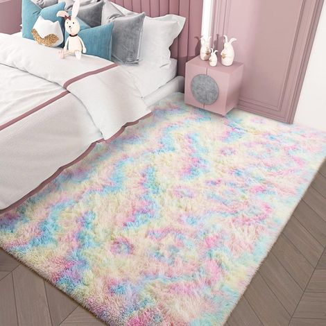 Tapis Enfant - Motif Arc-en-ciel - 120 x 180 cm - Fibres Polyester Douces - Dos Antidérapant - Pour Chambre, Salle De Jeux Ou Classe - 1 Pièce