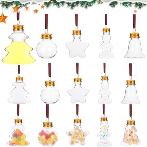 15 transparente Kugeln (Ø 8 cm) zum Befüllen mit Wein oder Süßigkeiten (50 ml), DIY-Weihnachtsschmuck