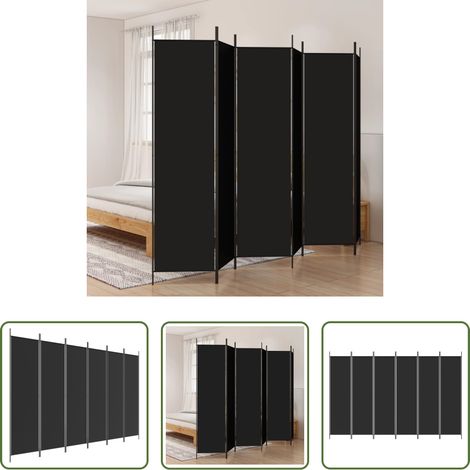 Raumteiler -  6-tlg. Paravent Schwarz 300x200 cm Stoff (1/5)