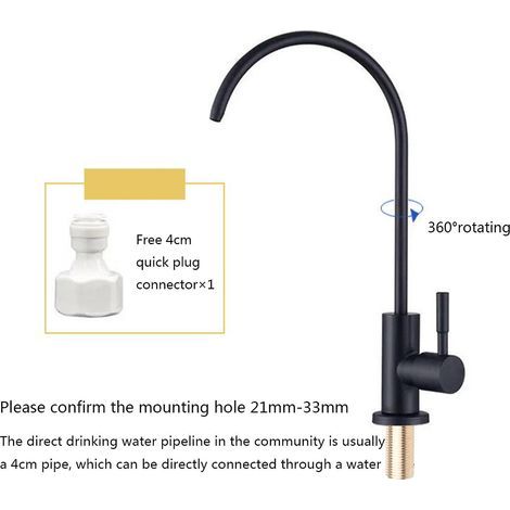 Robinet d'eau potable, robinet d'évier de cuisine, robinet avec filtre à eau en acier inoxydable (1/4)