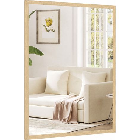 HOMCOM Specchio a Muro Rettangolare in Vetro e MDF con Ganci 60x80 cm Nero