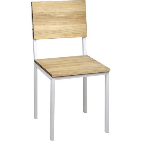 Pack 2 sillas icub desmontables 41X50x86cm Blanco en madera maciza de pino acabado vintage estilo industrial Box Furniture (1/5)