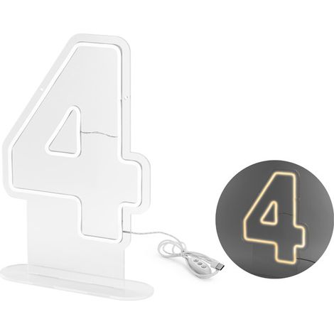 Neon-LED – Zahl „4“, weiß, 50 cm (1/2)