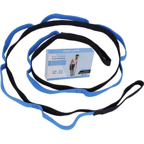 Sangle de Fitness Yoga avec 10 Boucles Multifonctions Sangle D'exercices pour Pilates Ballet Gymnastique avec Instruction D'entraînement Bleu 2 Mètres (1/5)