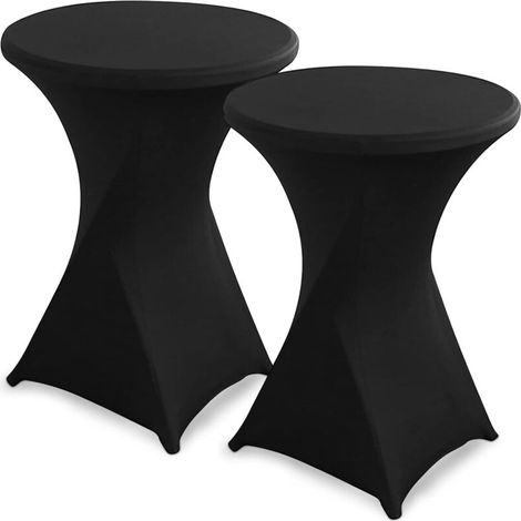 XEPHO 2 pièces Housse de Table Ronde Extensible, diamètre 80-85 cm Housse de Table à Manger pour Mariage hôtel Restaurant Bistro Jardin Restaurant Bar Table Haute, Noir