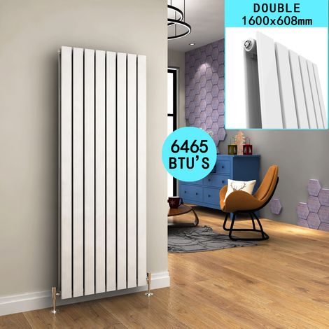 ELEGANT 1600 x 608 mm Vertical Designer Radiator Central Heating White Double Flat Panel Column (1/5)