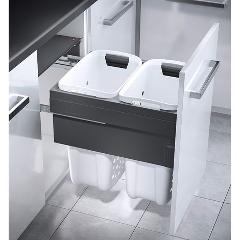 Double panier à linge encastrable 66L Hailo Laundry Carrier 500 Anthracite (1/4)