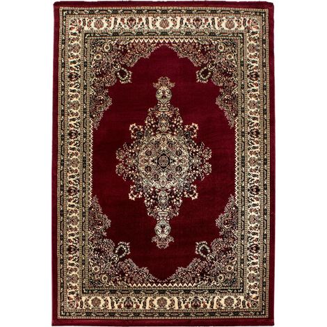 Tapis orient 80x150 rouge rectangle motifs orientaux BISKO 2 (1/5)