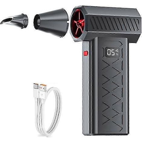 130.000 U/min Hochleistungs-Elektro-Luftstäuber, 6 Geschwindigkeitsstufen, tragbarer Staubbläser mit LED-Licht, Sicherheitshammer, Mini-Turboventilator B (Schwarz)-JXLGV (1/5)