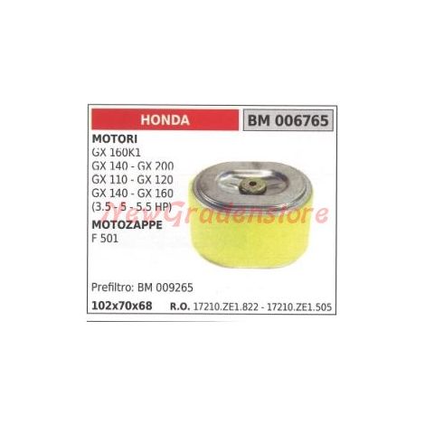 Luftfilter HONDA Motor GX 160K1 140 200 110 120 Motorfräse F 501
